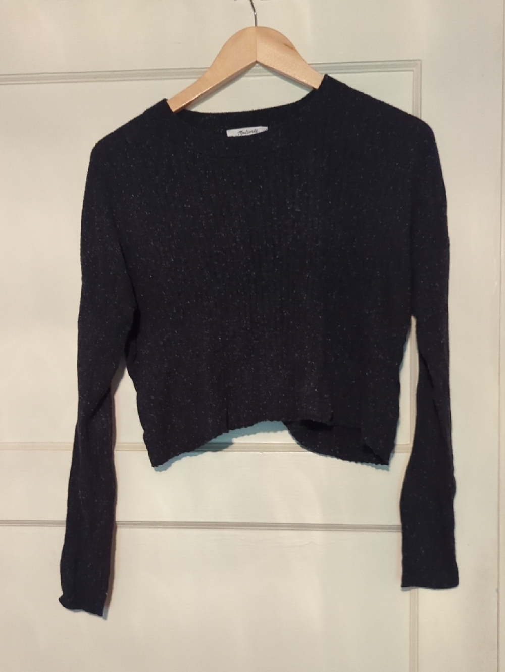 Madewell Slate Grey Thin Cropped Knit Sweater